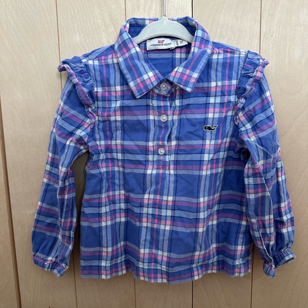 Vineyard Vines Kids Purple and Pink Plaid Shirt